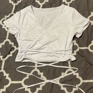 Crossbody Shirt with Long Tie-Waist Strings